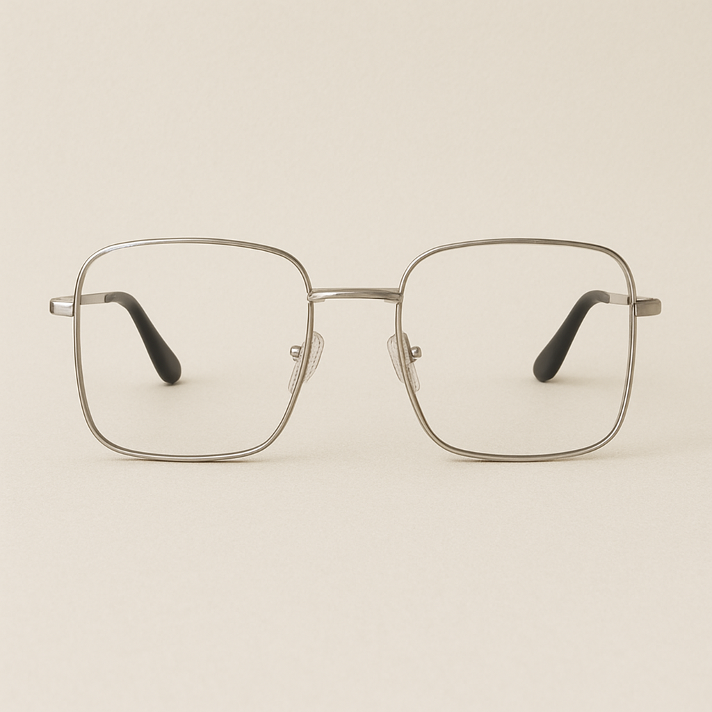 Metro Edge – Silver Square Metal Eyeglasses