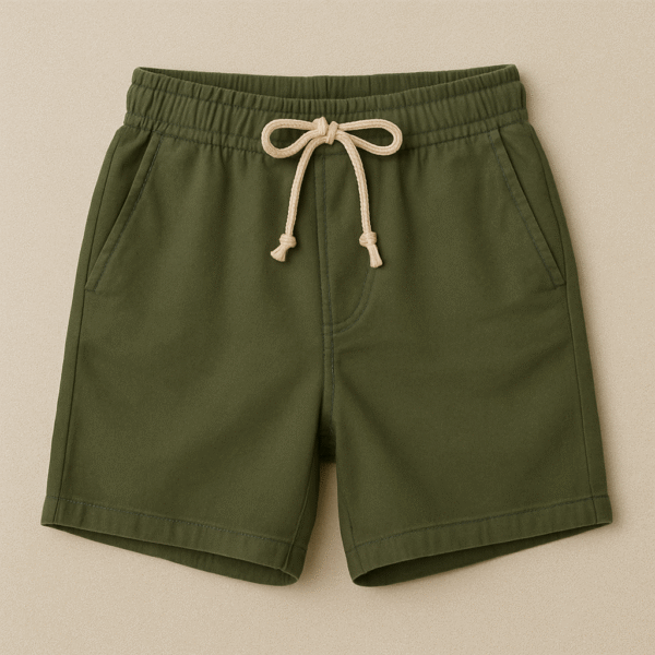Evergreen Flex – Olive Green Drawstring Shorts